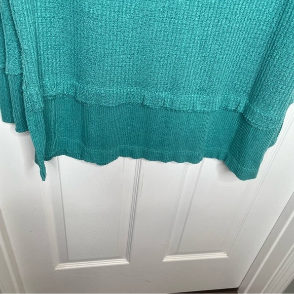 Free People We The Free North Shore Waffle Knit Thermal Tunic Top in Teal M - Picture 6 of 13
